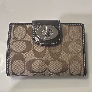 Coach Signature Brown and Tan Wallet